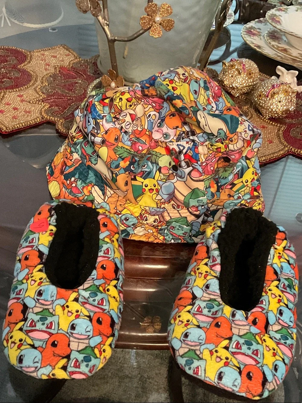Pokemon Multicolor Kids Hat and Slipper Set